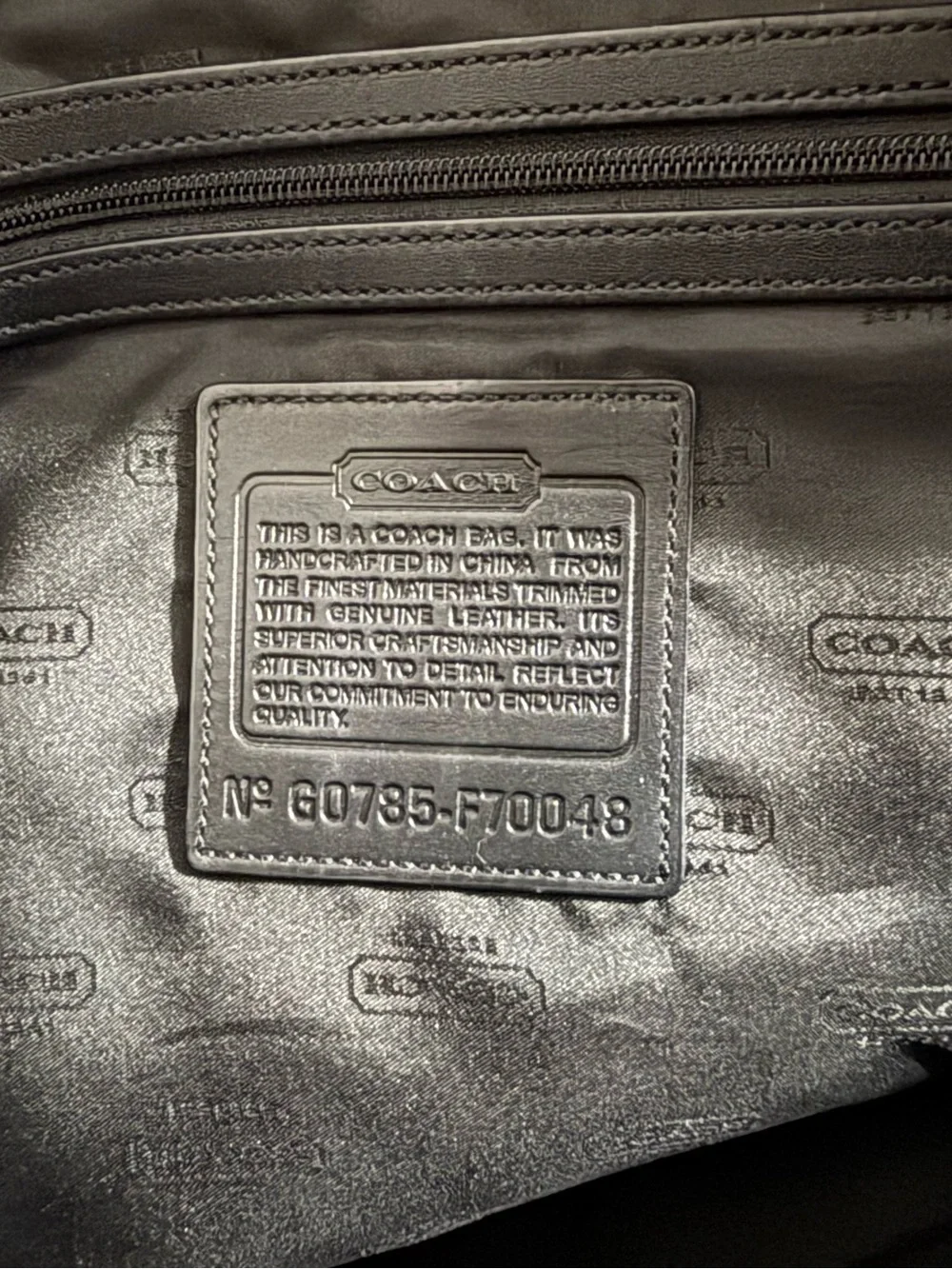 Coach F70048 Black Canvas Leather Laptop Briefcase Messenger Bag